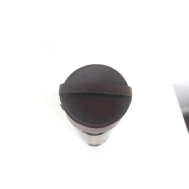 Antique Leather Canister Tube for Map Thermos Wine or Whiskey Bottle For Sale - Image 4 of 14