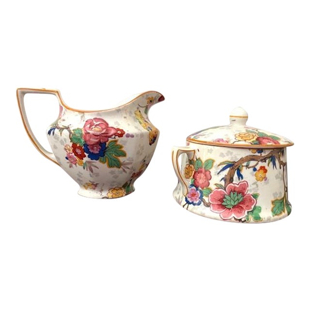 1920s Crown Ducal Porcelain Sugar and Creamer Set England For Sale