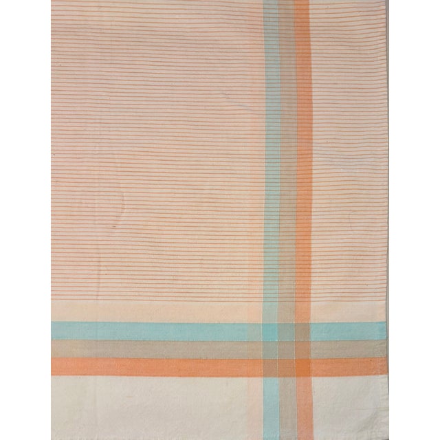 1980s Pastel Pinstripe and Plaid Cotton Tablecloth For Sale - Image 4 of 9