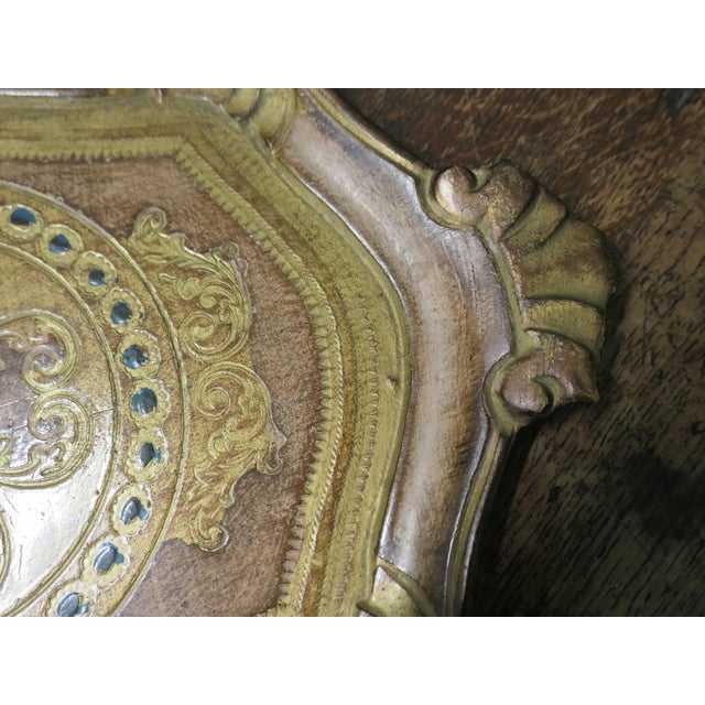 Decorative Carved and Gold Painted Italian Sideboard Tray, 1960s For Sale - Image 4 of 7