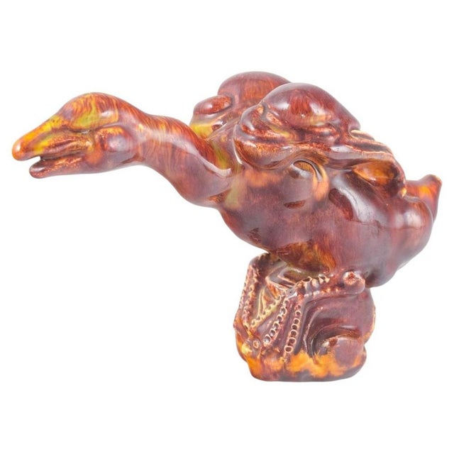 European Studio Pottery Bird Figurine in Glazed Stoneware, Late 20th Century For Sale - Image 6 of 6