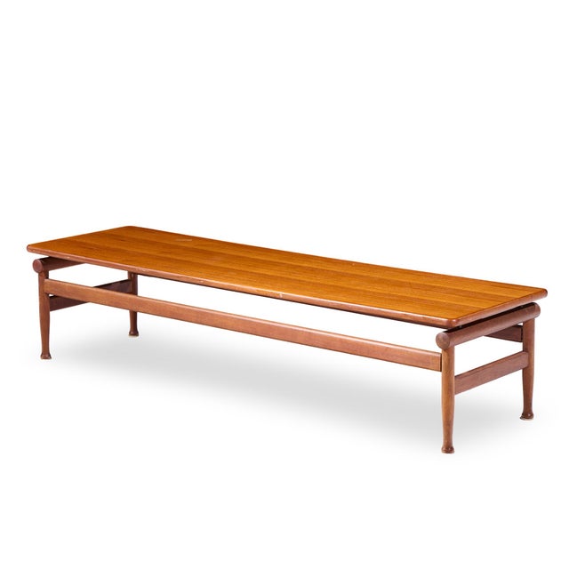 Brown Kai Lyngfeldt-Larsen for Søborg Møbelfabrik Mid Century Danish Teak Bench Coffee Table For Sale - Image 8 of 9