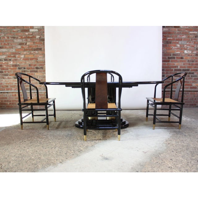 Vintage Henredon Black Lacquer and Burl Dining Set Chairish