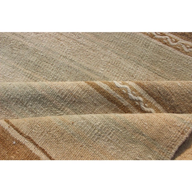 Tan Turkish Vintage Kilim Rug With in Tan, Taupe, Brown, Faint Gray Blue, and Earth Tones For Sale - Image 8 of 10