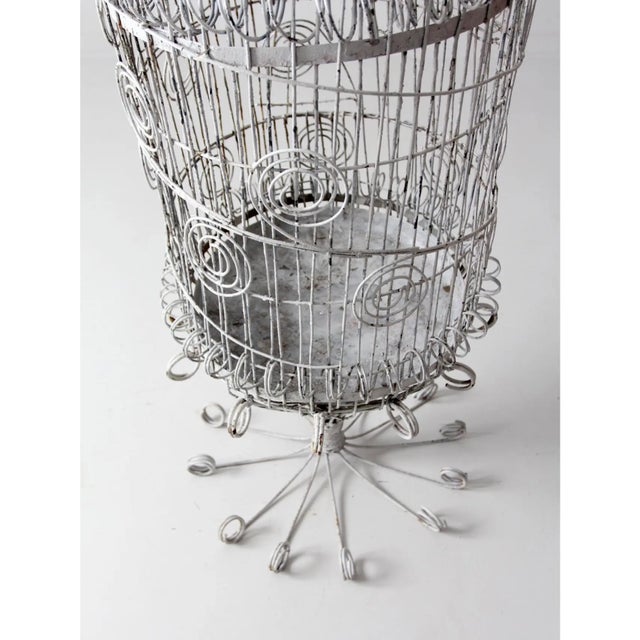 Metal Antique Victorian XL White Birdcage For Sale - Image 7 of 12