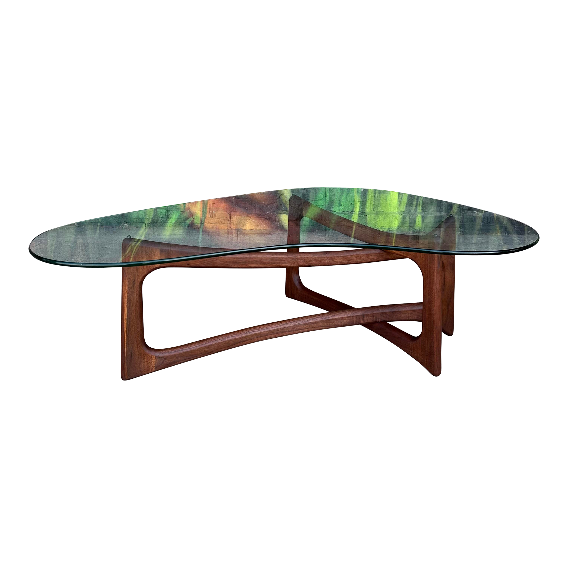 Mid-Century Modern Adrian Pearsall Kidney Shaped Glass Walnut