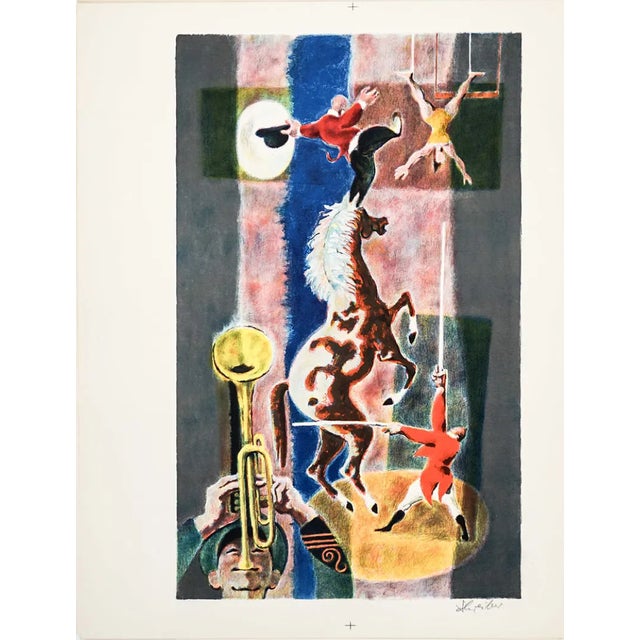 Circa 1959 Georges Schreiber (1904-1977) "Rimngmaster" circus themed MCM lithograph, pencil signed. Pencil signed;...