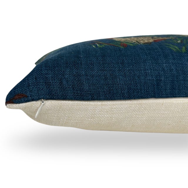 Modern Covey Linen Pillow Cover in Indigo Blue, 12x22 Pillow For Sale - Image 3 of 4