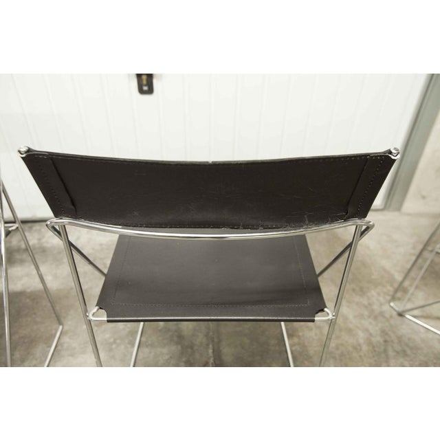 Minimalist Leather Chairs X Line attributed to Niels Jorgen Haugesen for Hybodan, 1970s, Set of 3 For Sale - Image 14 of 18