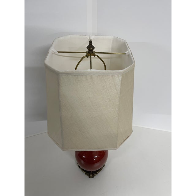 Ceramic Vintage Oxblood Red Ceramic Table Lamp For Sale - Image 7 of 13