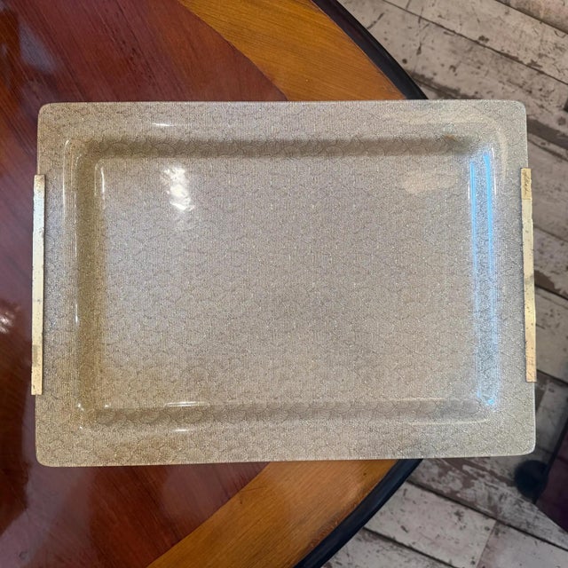 1970s Mid-Century Modern Plexiglass and Gilt Metal Tray by Alberto Sordi For Sale - Image 4 of 17
