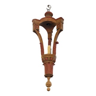 Mid 20th Century Louis XVI Style Hand Carved Wooden Lantern For Sale