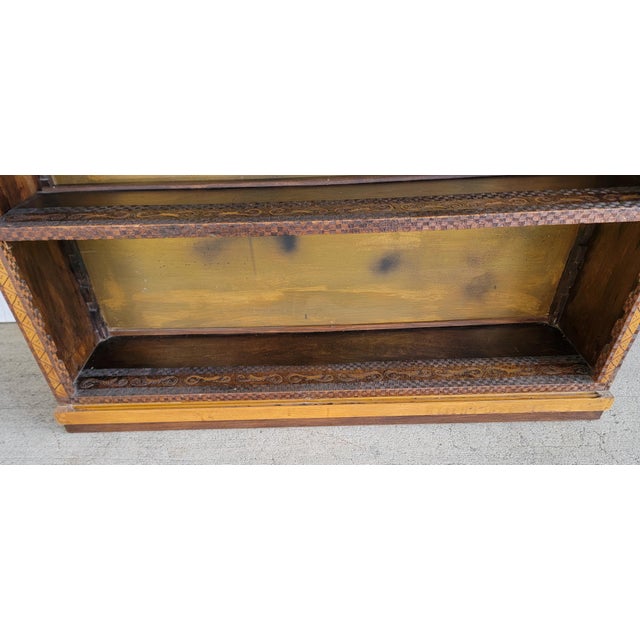 Pyrography Bookshelf Early 1900's | Chairish
