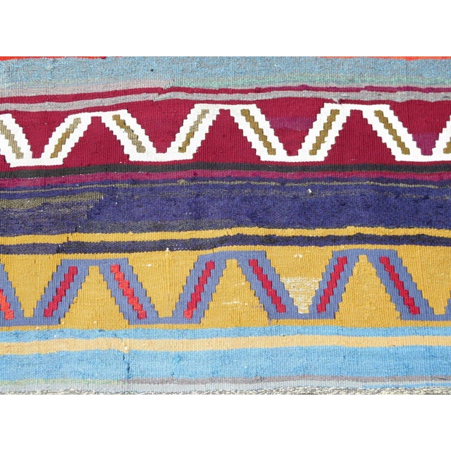 Handmade Area Vintage Turkish Kilim Rug Boho 67"x85" For Sale - Image 10 of 12