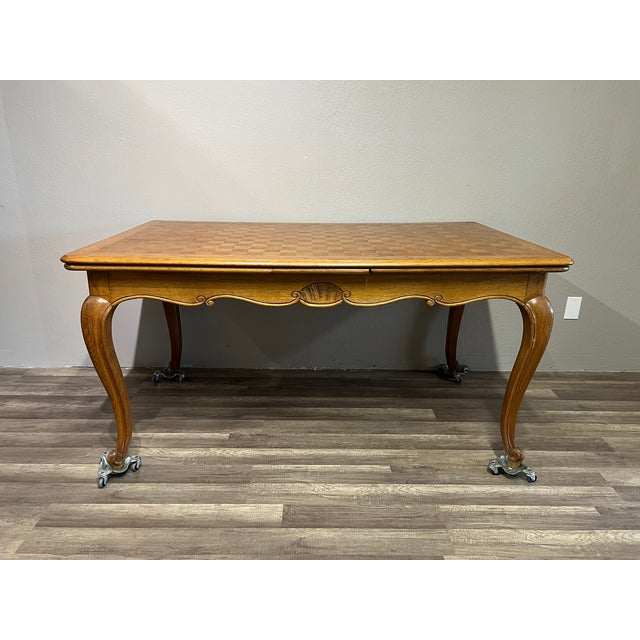 Traditional 1960s Mid Century Belgian Light Oak Table and 6 Chair Set - Set of 7 For Sale - Image 3 of 12