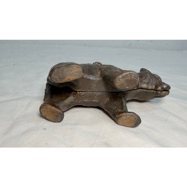 Brown Antique 1910 Cast Iron Pre-Teddy Bear Animal Still Coin Bank by Arcade Foundry For Sale - Image 8 of 9