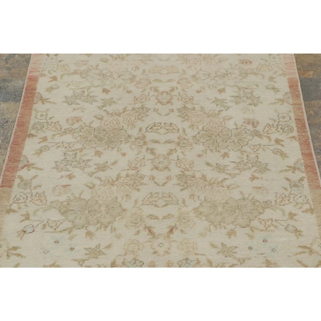 1950s Vintage Turkish Runner With Floral Rosette & Vine Border - Rug & Kilim For Sale - Image 5 of 9
