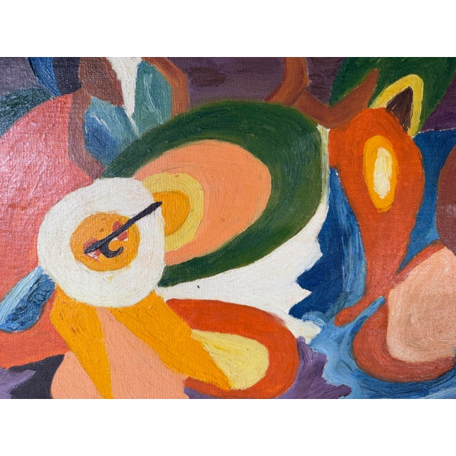 1975 Vintage E. Hanniferd Abstract Still Life Oil on Board Painting – Framed For Sale - Image 10 of 12
