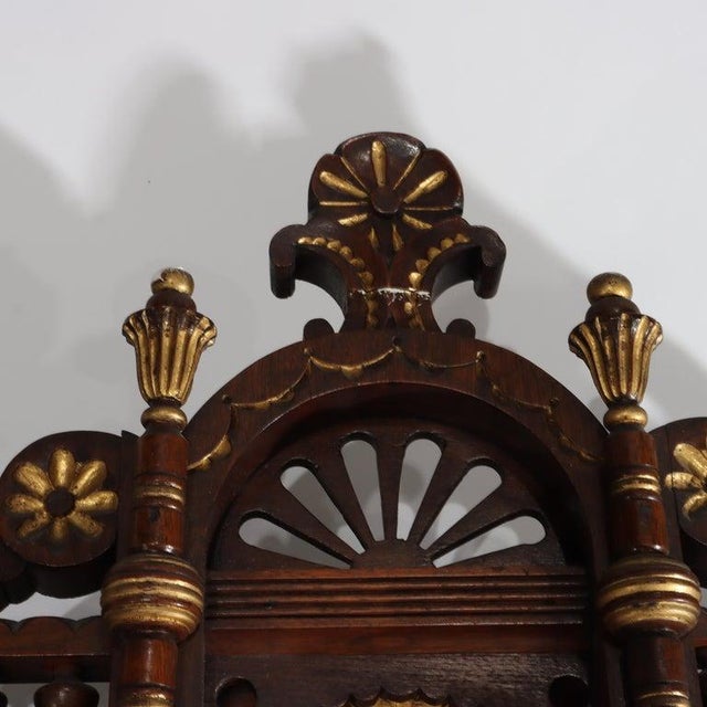Eastlake Aesthetic Walnut Burl Hall Mirror Gilt Highlights C1870 For Sale - Image 11 of 18