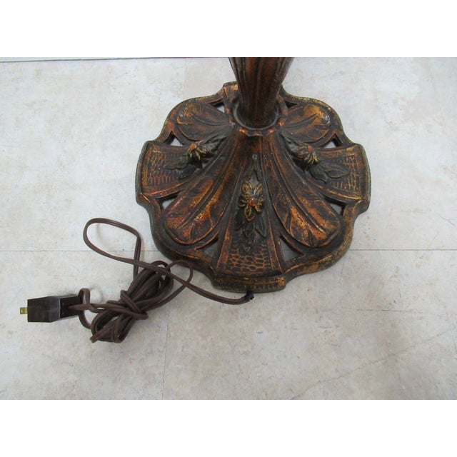 1920s Antique Art Nouveau Etched Metal Pole Floor Lamp For Sale - Image 5 of 11