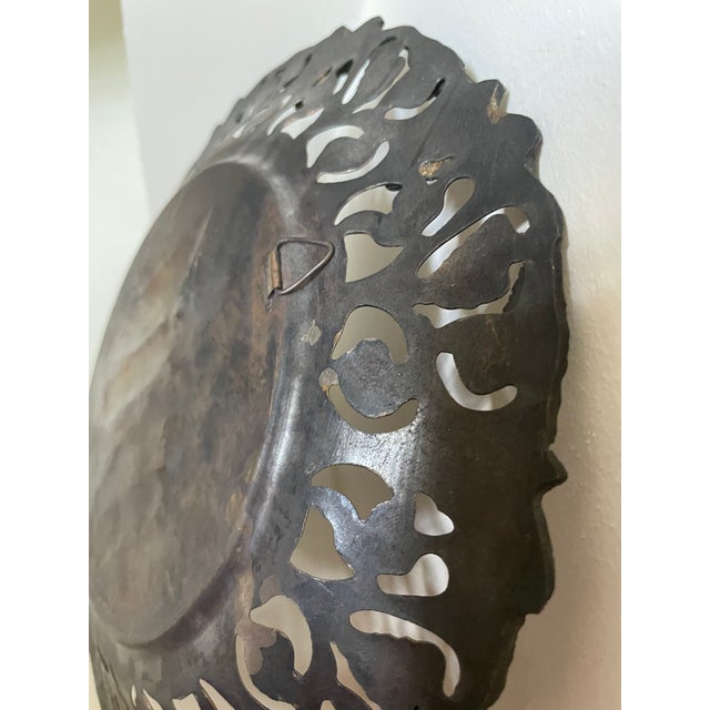Copper Vintage Egyptian Brass and Mixed Metals Plate of Three Musicians For Sale - Image 8 of 11