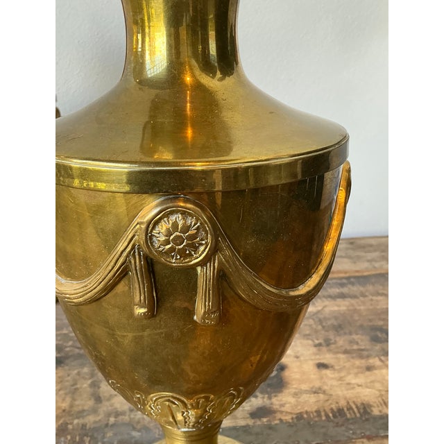 Brass Vintage Swag Brass Lidded Urns - A Pair For Sale - Image 8 of 12