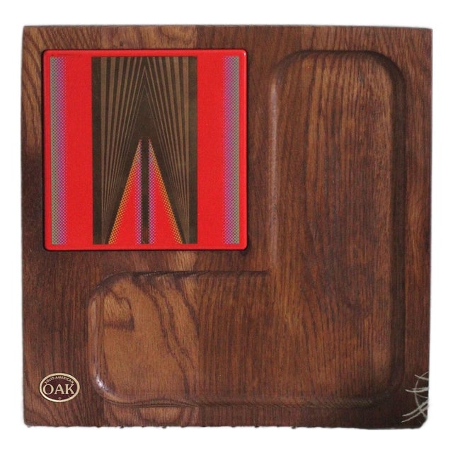 Tile and Oak board - Oak cutting board - cheese board - Midcentury - Oak wood - unique cutting board - cheese tray - kitchen art - MCM For Sale