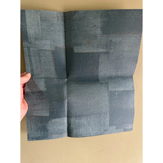 Textile 5 Rolls Kravet Cubist Teal Wallpaper For Sale - Image 7 of 9