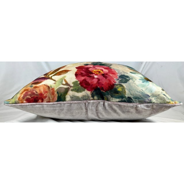 Cream 20" Square Decorative Throw Pillow With a Vibrant Vintage Oil Painting Look Pink and Red Peony Flower Floral Pattern - Made in the U K For Sale - Image 8 of 11