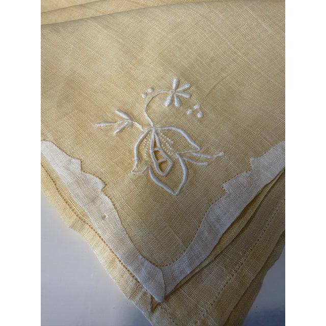 French French Linen Pale Yellow Hand Made Napkins, S/12 For Sale - Image 3 of 5