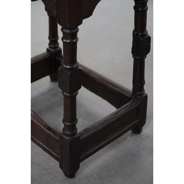 Antique English Oak Side Table or Stool, 18th Century For Sale - Image 9 of 15