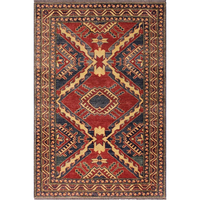 Tribal Super Kazak Red/Beige Wool Rug - 3'8'' X 5'5'' For Sale - Image 10 of 10