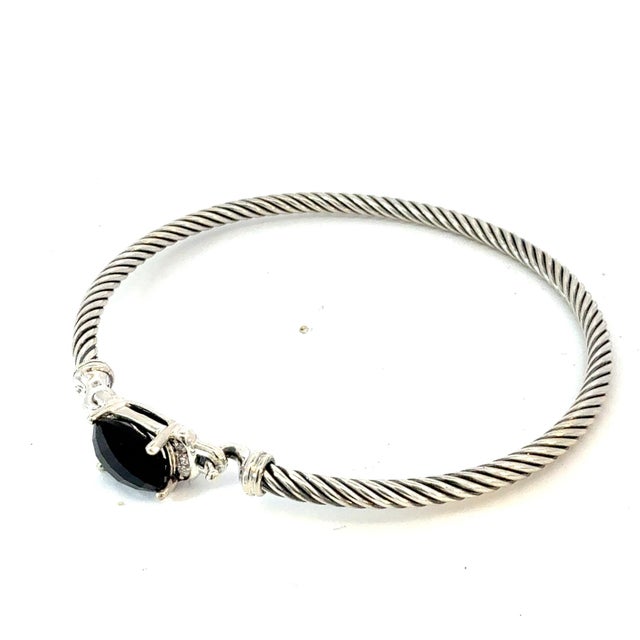 Authentic David Yurman Diamond Onyx Cuff Bracelet Size M 3 mm Silver Estate DY764 Retail: $995.00 This elegant Authentic...