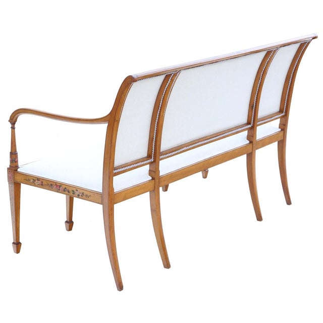 Antique Victorian Decorated Satinwood Sofa, 1800s For Sale - Image 5 of 11