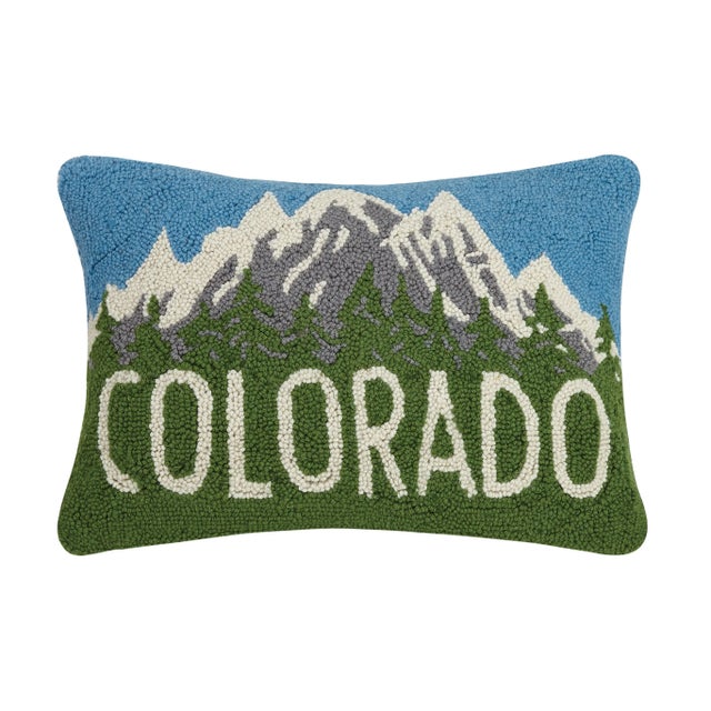 Contemporary Colorado Mountains Hook Pillow, 14" x 20" For Sale - Image 3 of 3
