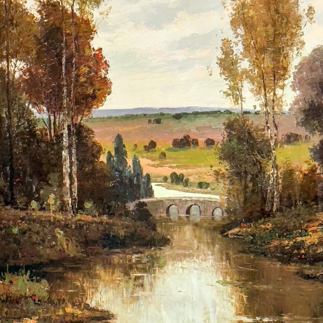 Late 20th Century Monumental Oil Landscape Painting in Ornate Gilded Frame Signed by Henry Kim For Sale - Image 10 of 12