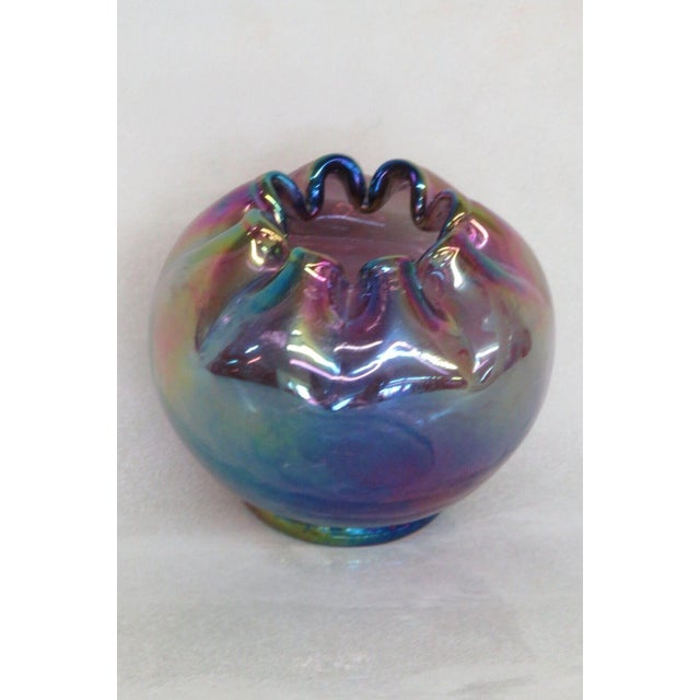 Fenton Iridescent Purple Carnival Glass Ruffled Rim Round Bud Vase