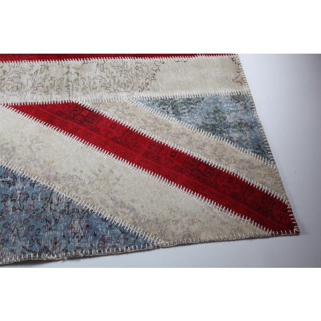 Mid 20th Century Contemporary Patchwork Rug With Bold Geometric Cross Design - 6' 6'' X 10' 2'' For Sale - Image 4 of 12