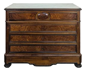 Elm Burl and Rosewood Secretary Chest of Drawers
