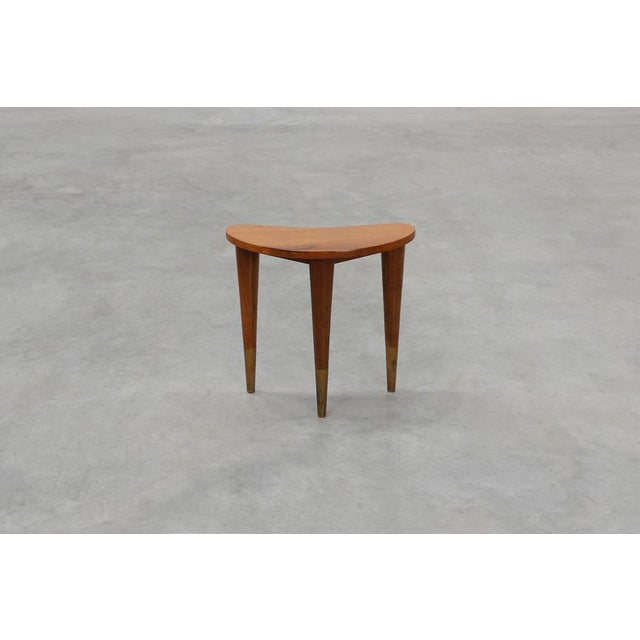 Wood Small Table in Wood and Brass in the style of Gio Ponti, Italy, 1950s For Sale - Image 7 of 11