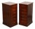 Filling Cabinets in Burgundy Leather and Gold Embossed Top, Set of 2 For Sale
