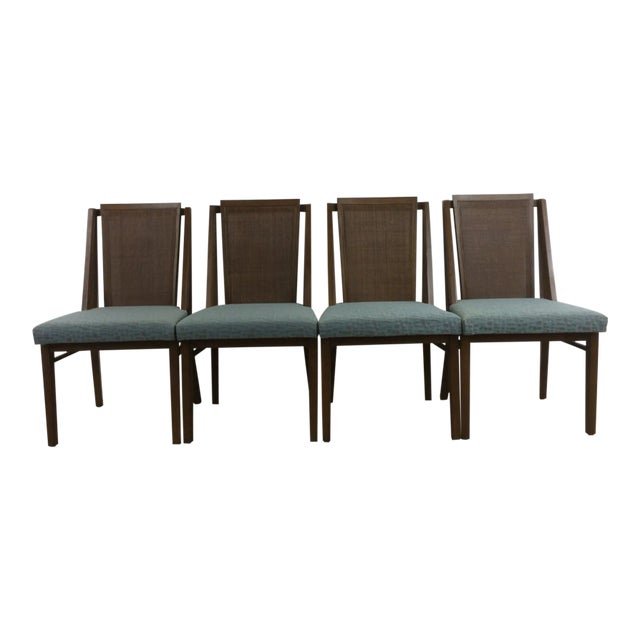 Set of 4 Mid Century Modern Cane Back Dining Chairs by Drexel For Sale