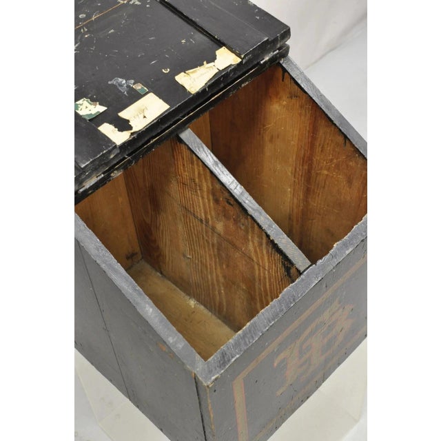 Antique English Regency Wooden Painted Slope Top Storage Grain Bin With Divider For Sale - Image 11 of 12