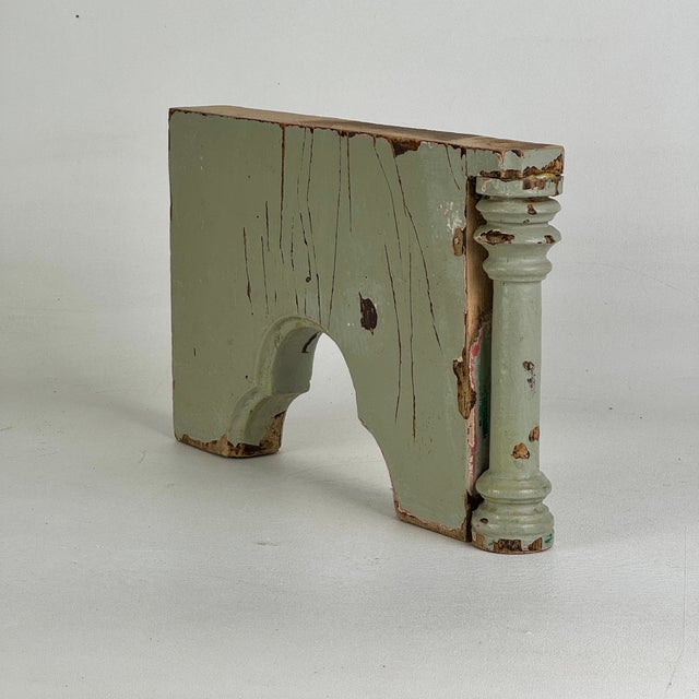 Vintage Architectural Salvage Wood Element With a Trefoil Design and a Side Column For Sale - Image 4 of 10