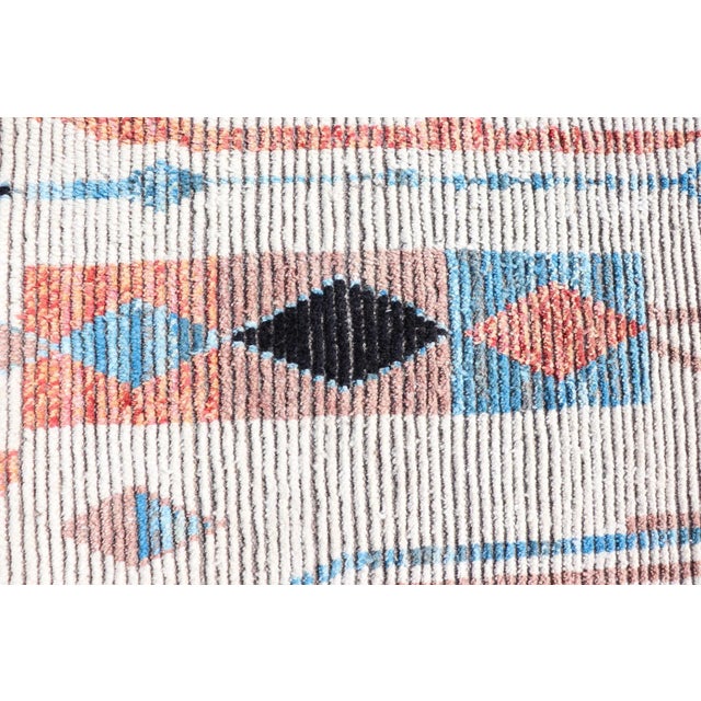 Modern Moroccan Rug With Abstract Design in Copper, Lt. Blue 8'3 X 11' For Sale In Atlanta - Image 6 of 12
