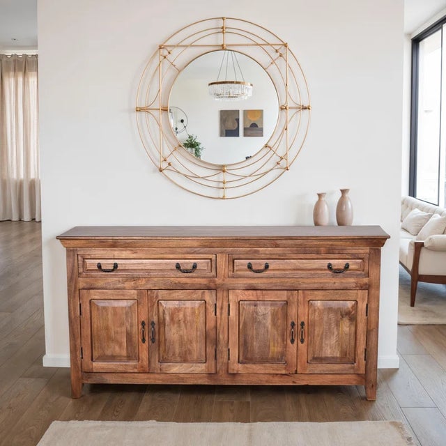 Jamya 69" Solid Wood Sideboard, Rustic Brown For Sale - Image 4 of 4