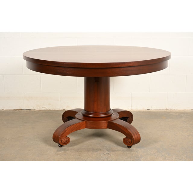 An exceptional monumental antique American Empire or Arts & Crafts split pedestal extension dining table In the manner of...