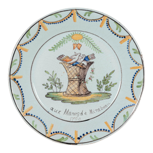 French Revolution Faience Plate, Hand-Painted, Circa 1790