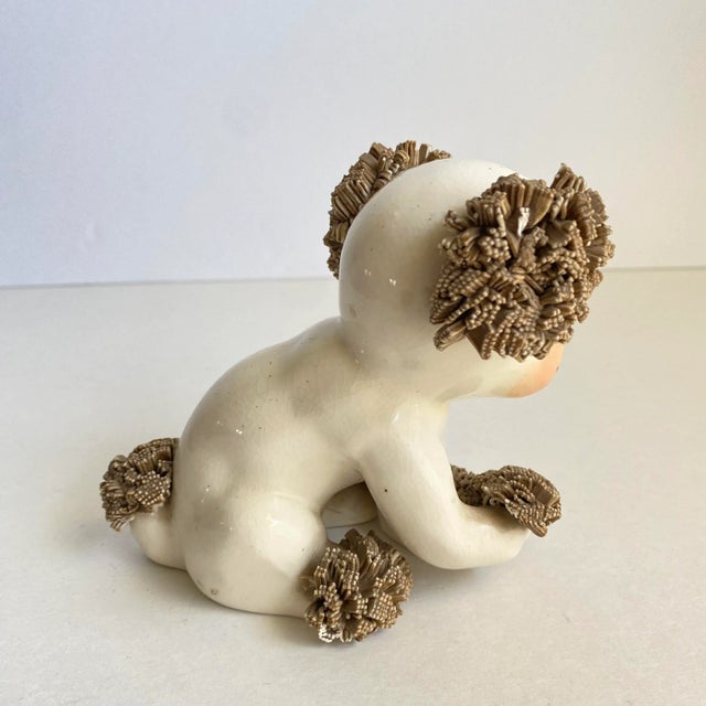 Mid-Century Modern Vintage 1950s Spaghetti Puppy Statue Santa Barbara California Pottery Dog Figurine For Sale - Image 3 of 11