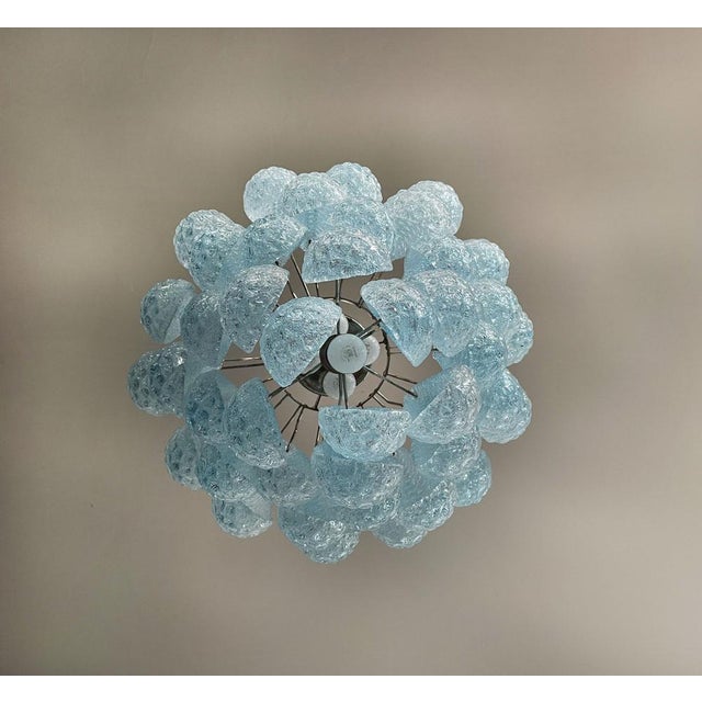 Italian Blue Murano Glass Petals Chandelier, 1990s For Sale - Image 10 of 18